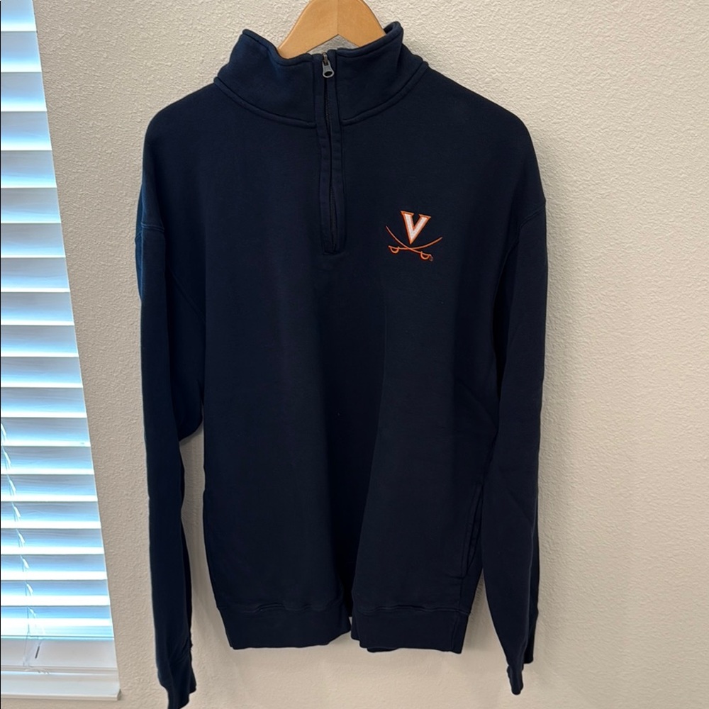 Men's Navy University of Virginia Half-Zip Sweater